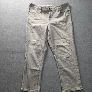 Athleta Gray Twill Pants Womens 16 Mid Rise Straight Leg 5 Pocket Casual